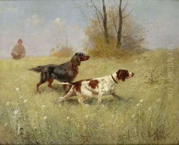 Chien De Chasse A L'arret Oil Painting by Fred Rohr