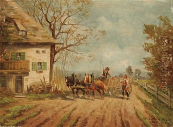 Loading The Wagon Oil Painting by Karl Rohrhirsch