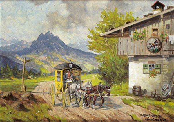 Die Postkutsche Oil Painting by Karl Rohrhirsch