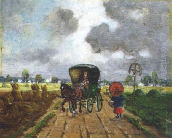 Dachauer Bauer Mit Kutsche Auf Dem Weg Oil Painting by Karl Rohrhirsch