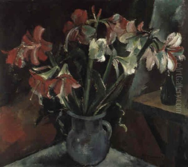 Straus Amaryllis In Einem Henkelgefas Oil Painting by Wolf Roehricht