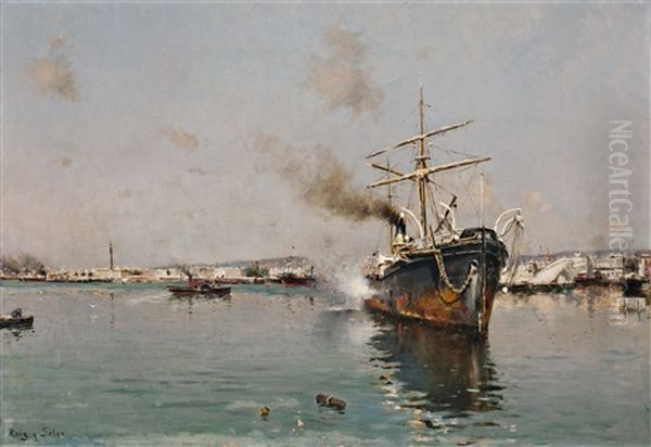 Vista Del Puerto De Barcelona by Joan Roig Soler