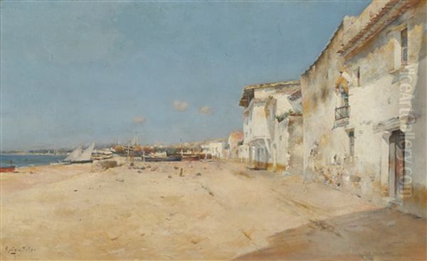 Playa, Probablemente Sitges Oil Painting by Joan Roig Soler