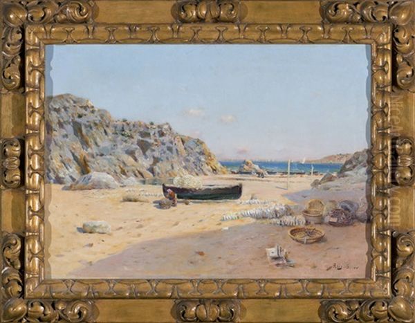 Una Playa Oil Painting by Joan Roig Soler