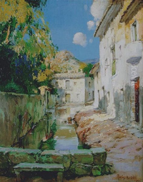 Acequia Oil Painting by Joan Roig Soler