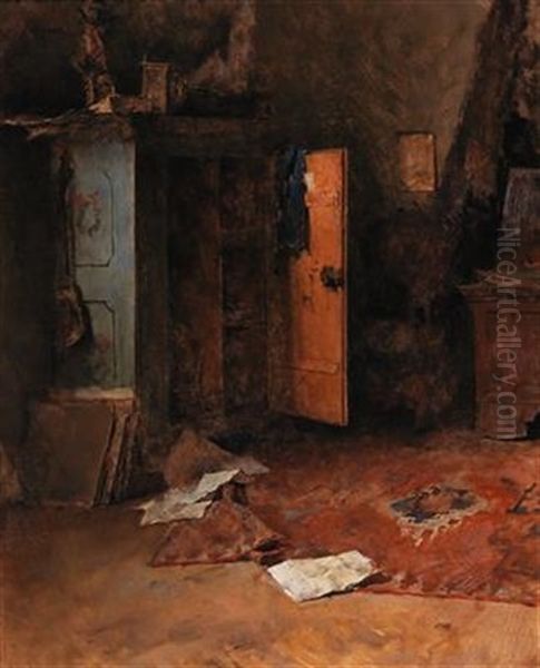 Interieur Oil Painting by Fritz (Friedrich) Rojka