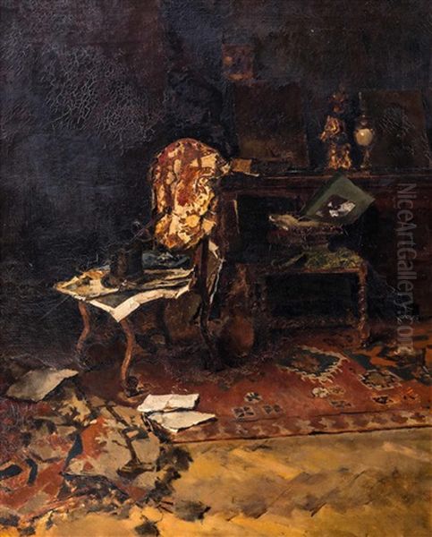 Interieur Oil Painting by Fritz (Friedrich) Rojka