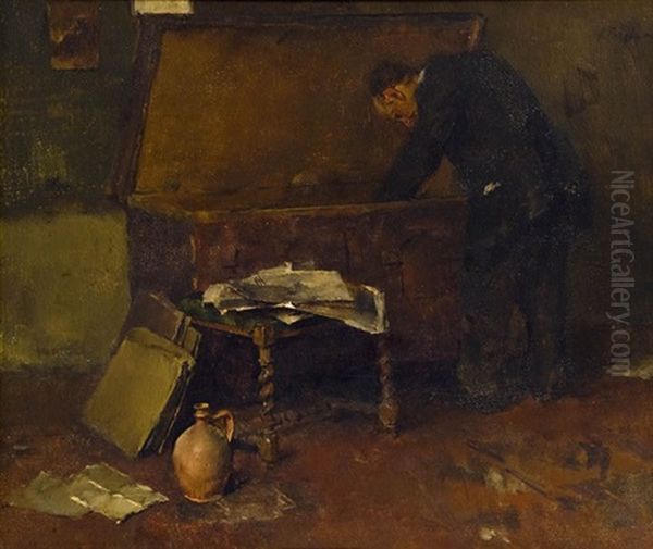 Kunstler Im Atelier by Fritz (Friedrich) Rojka