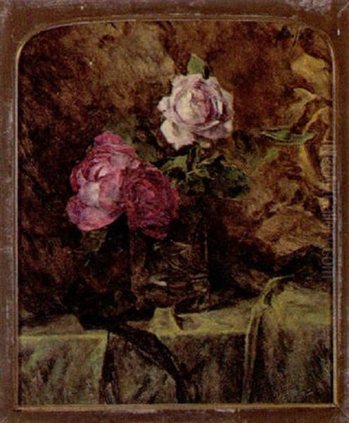 Rosen Oil Painting by Fritz (Friedrich) Rojka