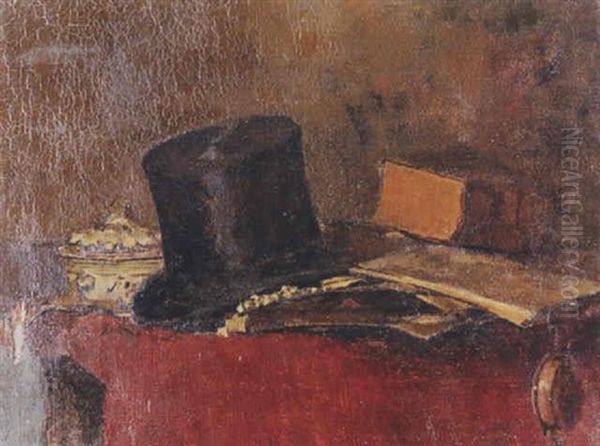 Stilleben Mit Zylinder Oil Painting by Fritz (Friedrich) Rojka