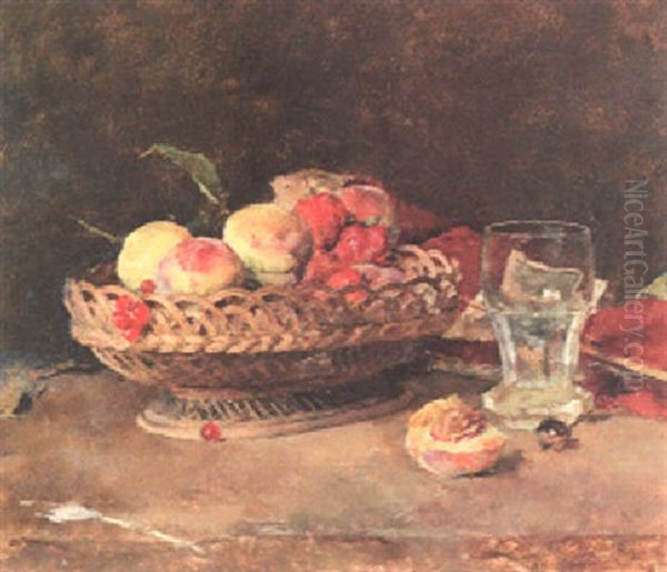 Stilleben Oil Painting by Fritz (Friedrich) Rojka