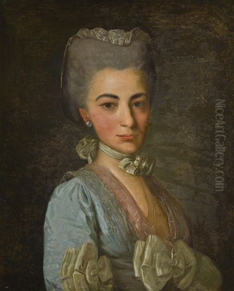 Portrait Of A Lady In A Blue Dress by Fedor Stepanovich Rokotov