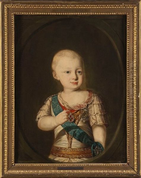 Portrait Du Grand - Duc Constantin Pavlovitch De Russie, Enfant Oil Painting by Fedor Stepanovich Rokotov