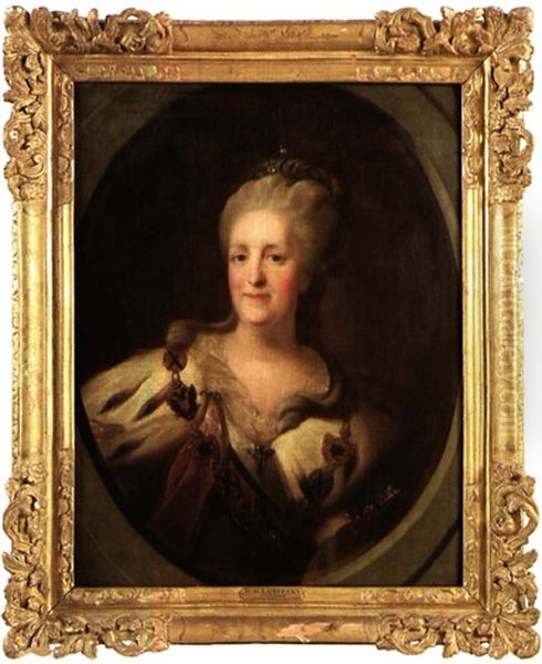 Portrait De Catherine Ii De Russie Oil Painting by Fedor Stepanovich Rokotov