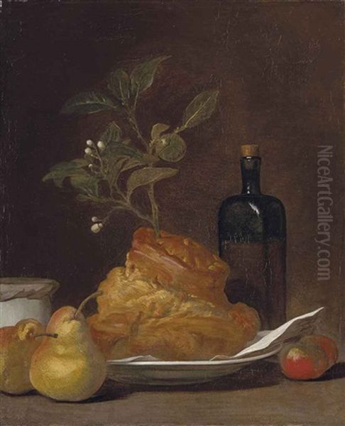 Nature Morte A La Brioche Oil Painting by Henri Horace Roland de la Porte