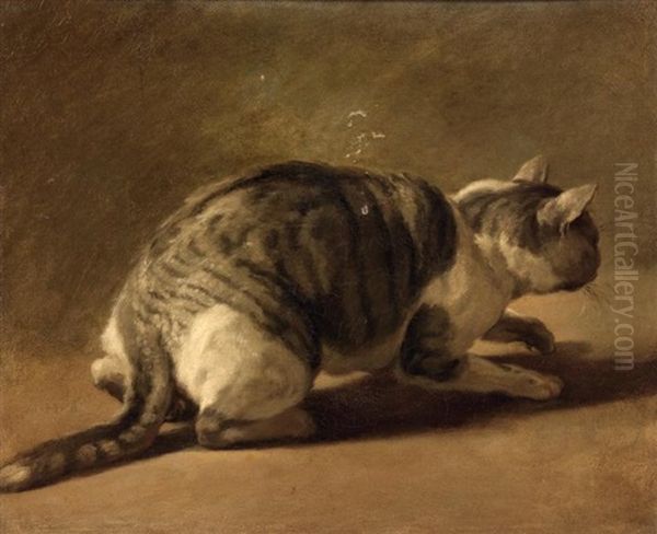 Un Chat Sauvage Aux Aguets Oil Painting by Henri Horace Roland de la Porte