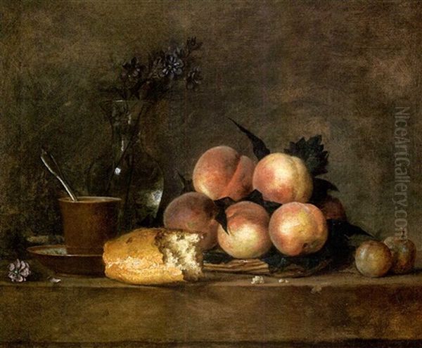 Nature Morte Aux Peches Oil Painting by Henri Horace Roland de la Porte