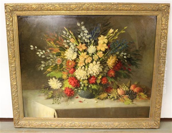 Stillleben Mit Blumen Und Fruchten Oil Painting by Viktor Rolin