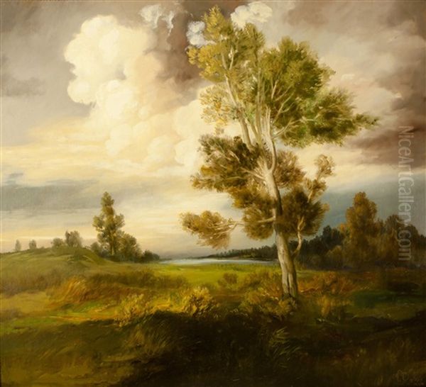 Landschaft Mit Baum Oil Painting by Viktor Rolin