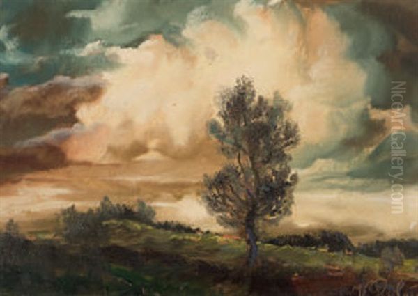 Landschaft Bei Gewitterstimmung Oil Painting by Viktor Rolin