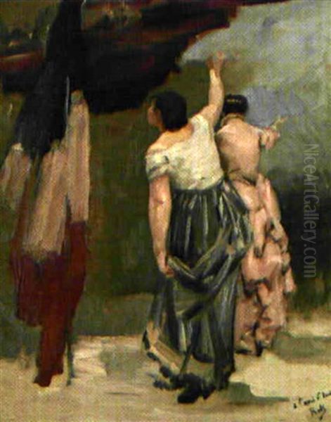 Etude De Deux Femmes De Dos Oil Painting by Alfred Roll