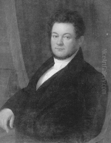 Portrait De Stendhal Oil Painting by Benjamin De Rolland