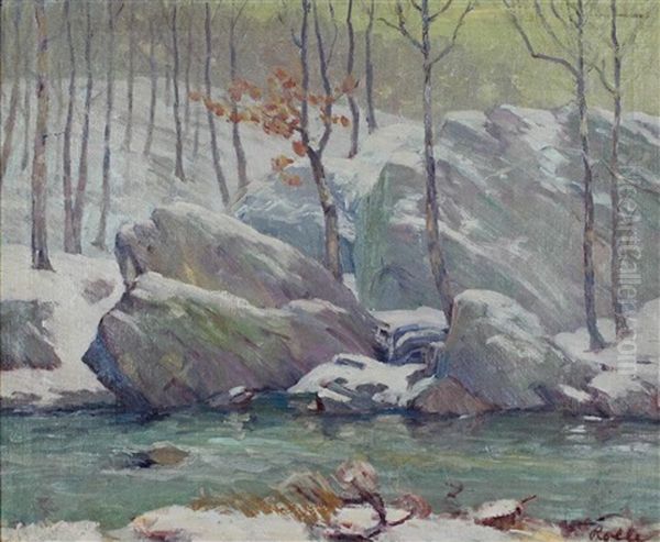 Rock Creek In Winter Oil Painting by August H.O. Rolle