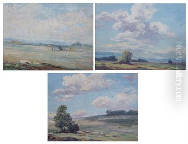 In The Virginia Countryside (3 Works) Oil Painting by August H.O. Rolle