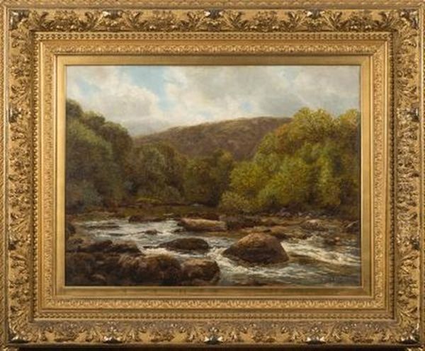 Scottish Highland River Landscape Oil Painting by Henry Rollett