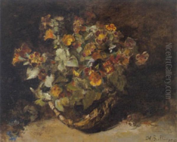 Blumen Im Korb Oil Painting by Jean Marie Rollion