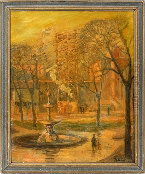 Fountain Park Oil Painting by Julius Rolshoven