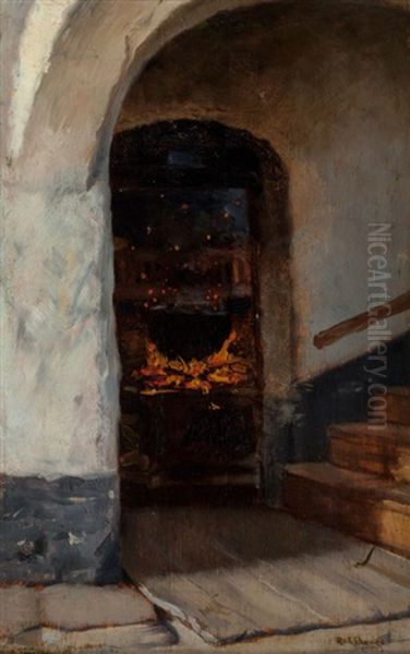 The Hearth Oil Painting by Julius Rolshoven