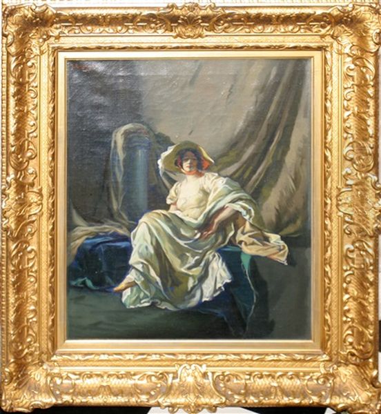 Portrait Of A Seated Woman Oil Painting by Julius Rolshoven