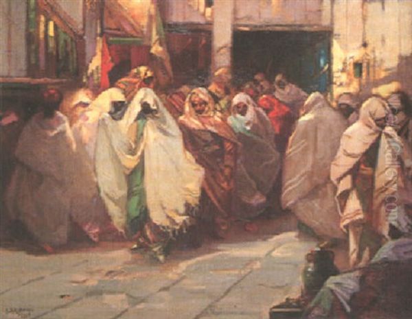 Groupe De Tunisiens Oil Painting by Julius Rolshoven