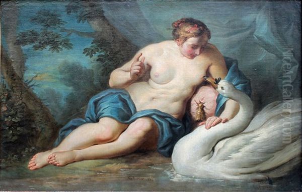 Leda Et Le Cygne Oil Painting by Jacques Dumont Romain