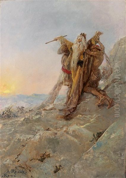 Moses Auf Dem Berg Horeb Oil Painting by Anton Romako