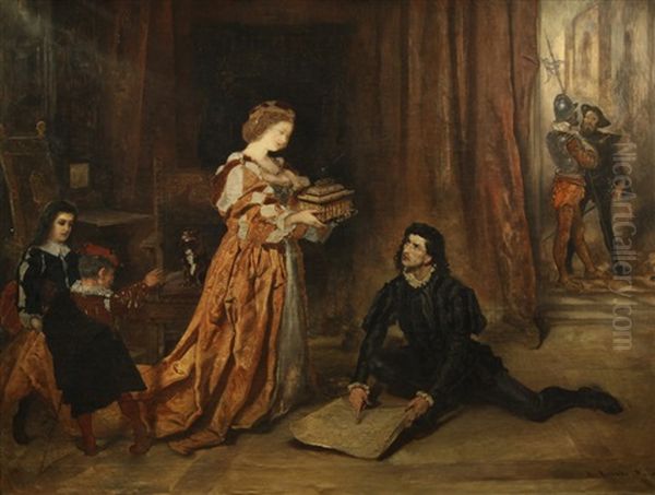 Columbus And Isabella Oil Painting by Anton Romako