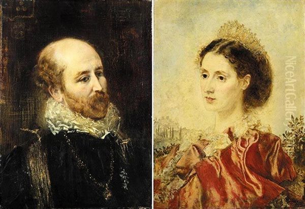 Bildnisse Henry Francis Makins Und Mrs. Makins In Maskenkostum (henry Francis Makins And His Wife In Fancy Dress) Oil Painting by Anton Romako