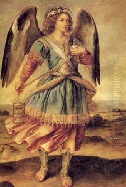 The Archangel Seatiel Oil Painting by Bartolome Roman