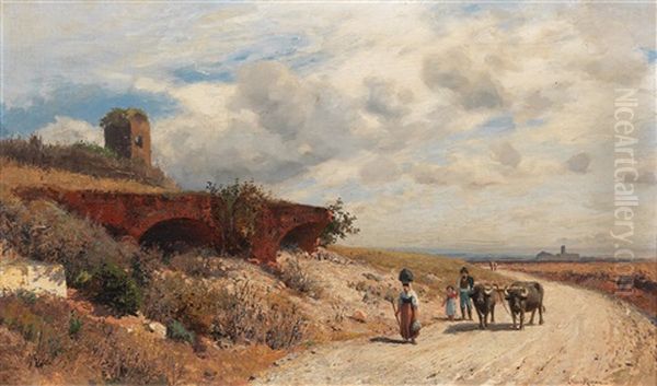 In The Campagna Oil Painting by Max Wilhelm Roman