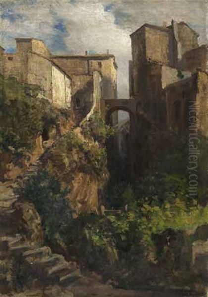 Burgruine In Der Morgensonne Oil Painting by Max Wilhelm Roman