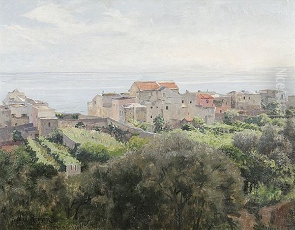 Dorf An Der Ligurischen Kuste Oil Painting by Max Wilhelm Roman