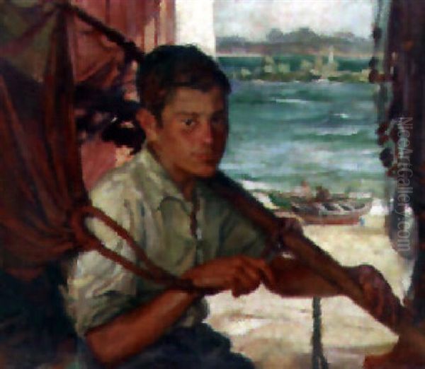 Nino Pescador Oil Painting by Leopoldo Romanach