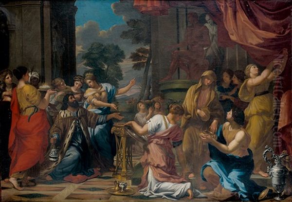 Salomon Adorant Les Idoles Oil Painting by Giovanni Francesco Romanelli