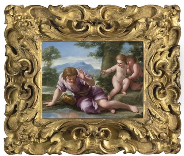 Narcissus Oil Painting by Giovanni Francesco Romanelli