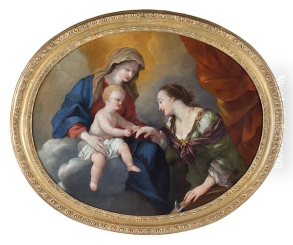 Matrimonio Mistico Di Santa Caterina Oil Painting by Giovanni Francesco Romanelli