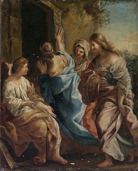 Die Drei Marien Am Grabe Christi Oil Painting by Giovanni Francesco Romanelli