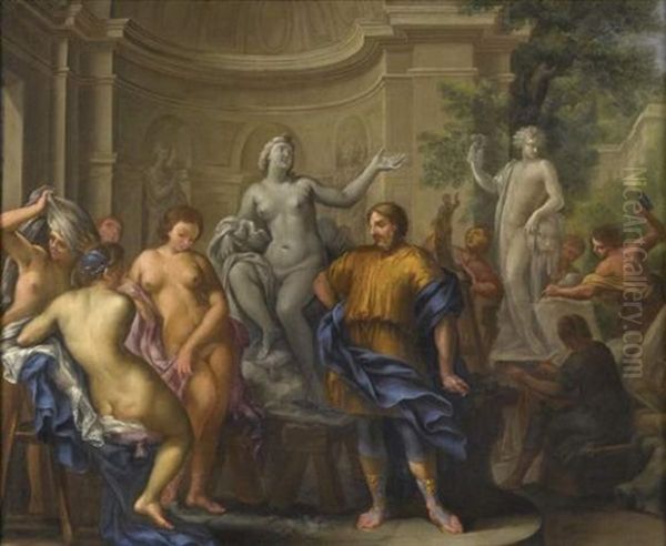 L'atelier D'un Sculpteur Oil Painting by Giovanni Francesco Romanelli