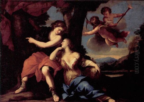 Angelica Og Medoro Oil Painting by Giovanni Francesco Romanelli