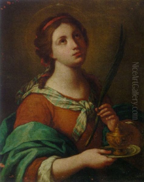 A Female Saint With A Martyr's Palm Oil Painting by Giovanni Francesco Romanelli